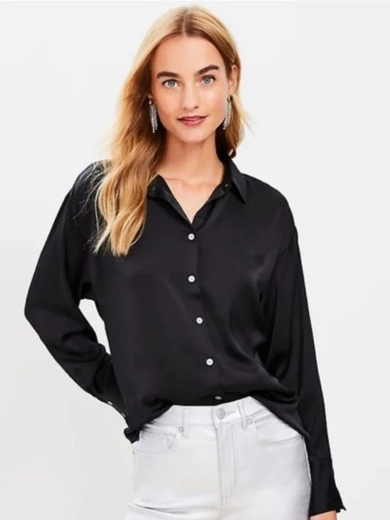 LOFT Tops - Loft Silky Black Blouse - Worn Once